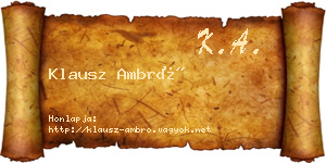 Klausz Ambró névjegykártya